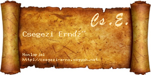 Csegezi Ernő névjegykártya
